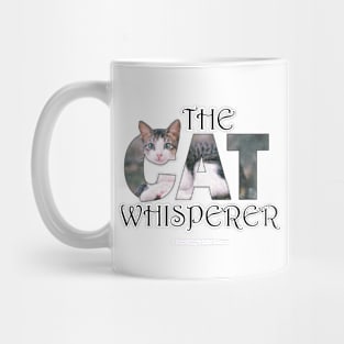 The Cat Whisperer - gray and white tabby cat oil painting word art Mug